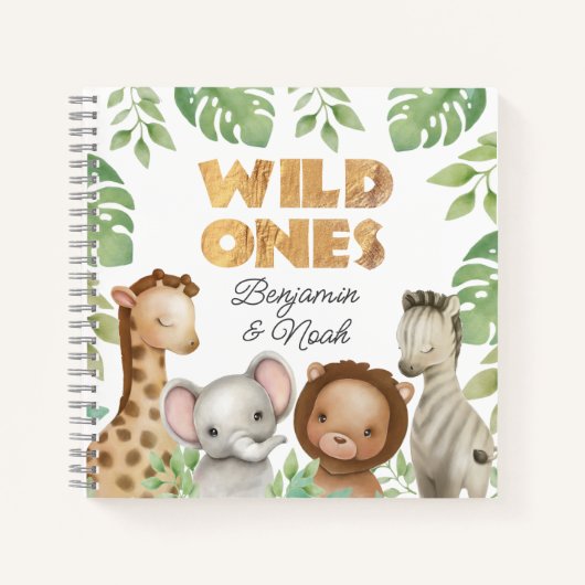 Safari Wild Ones Twins Guest Book Spiral Notebook Notizblock (Vorderseite)