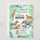 Safari Wild Party Tiere Geburtstag Einladung (Vorderseite)