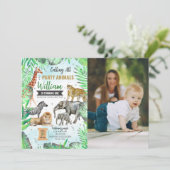 Safari Wild Party Tiere Geburtstag Foto Einladung (Stehend Vorderseite)