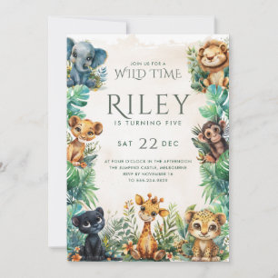Safari Wild Time Geburtstagseinladung Einladung