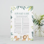Safari Wild Zoo Animals Alphabet Baby Showspiel Briefpapier (Stehend Vorderseite)