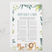 Safari Wild Zoo Animals Alphabet Baby Showspiel Briefpapier (Vorne/Hinten)