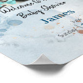 Safari Wildbaby Dusche Einladung Blue Poster (Ecke)