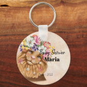 Safari Wildbaby Dusche Einladung Gold Schlüsselanhänger (Vorderseite)