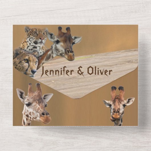 Safari Wildlife All in One Wedite Einladung (Rückseite)