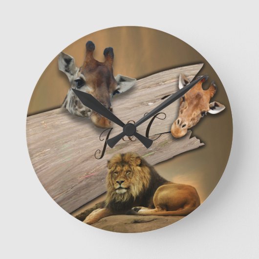 Safari Wildlife Clock Runde Wanduhr (Vorderseite)