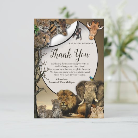 Safari Wildlife Dankeschön Karte (Stehend Vorderseite)