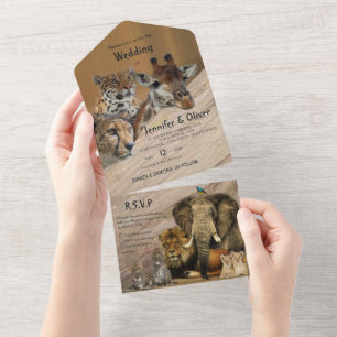 Safari-Wildlife-Hochzeits-Einladung All In One Einladung
