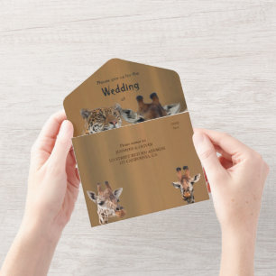 Safari-Wildlife-Hochzeitseinladung in einem All In One Einladung