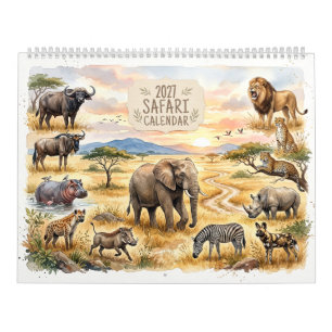 Safari-Wildlife optimiert für zwei Seiten 2027 Kalender