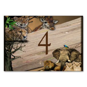 Safari-Wildlife-Outdoor-Hochzeit-Tischkarten Tischnummer