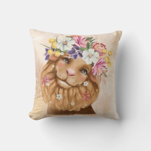 Safari wildone Baby Dusche Rosa und Gold Kissen (Vorderseite)