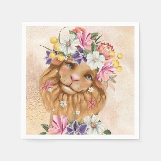 Safari wildone Baby Dusche Rosa und Gold Serviette (Vorderseite)