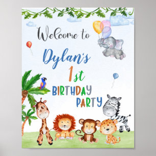 Safari willkommen Party signieren Party Tiere 1 Ds Poster