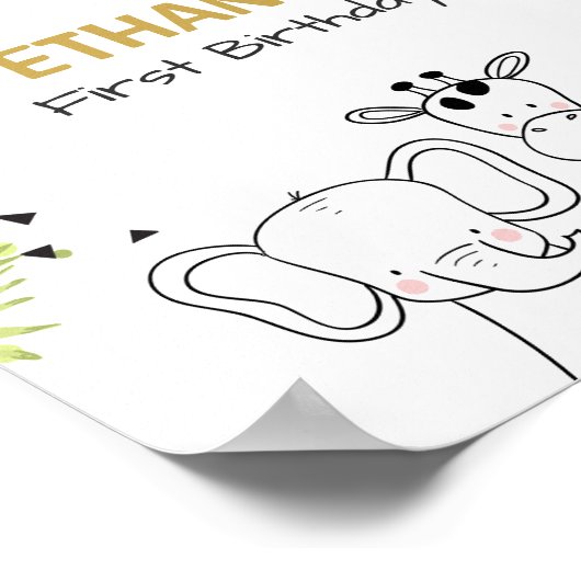 Safari Willkommen Sign Zoo Safari Jungle Wild One Poster (Ecke)