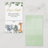 Safari-Windeln Tombola-Dschungelzoo-Tiere Aquarell Begleitkarte (Vorne/Hinten)