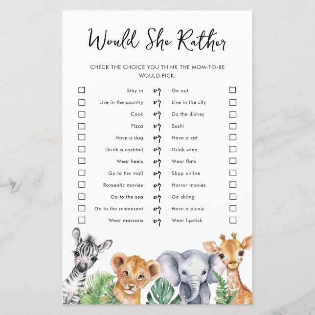 Safari würde sie eher Baby Showspielkarte (Vorderseite)