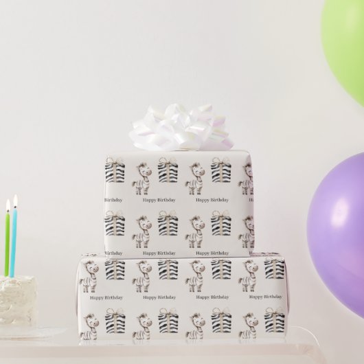 Safari Zebra Birthday Geschenkpapier (Partygeschenke)