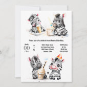 Safari Zebra Eis Party Kinder Sommer Party Einladung (Vorderseite)