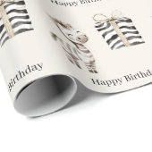 Safari-Zebra-Geburtstag Geschenkpapier (Rolleneckpunkt)