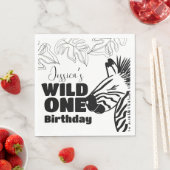Safari Zebra Hand Drawn Wild Party Geburtstag Serviette (Beispiel)