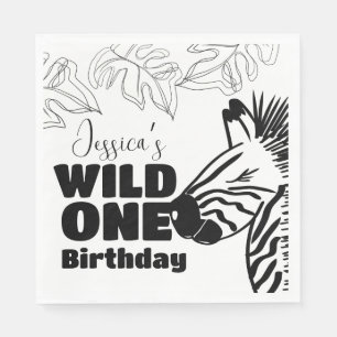 Safari Zebra Hand Drawn Wild Party Geburtstag Serviette