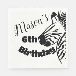 Safari-Zebra-Handzeichnung-Party-Geburtstag Serviette