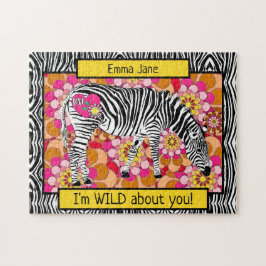 Safari Zebra mit Herz und Liebe Valentinstag Puzzle