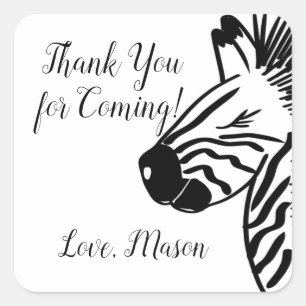 Safari Zebra Party Birthday Favor Quadratischer Aufkleber