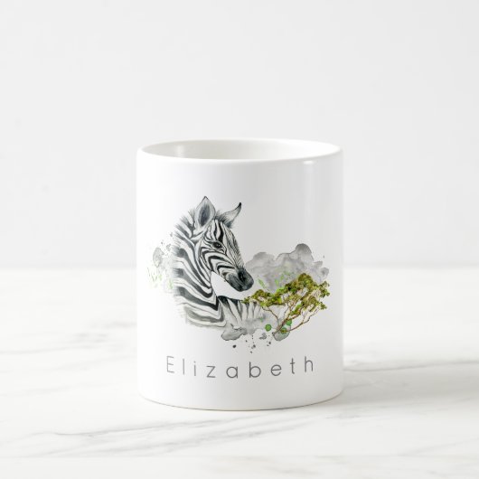 Safari Zebra Wild Exotic Animal in Wasserfarben Kaffeetasse (Mittel)
