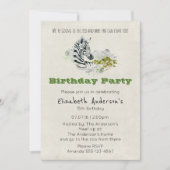Safari Zebra Zoo Party Geburtstag Einladung (Vorderseite)
