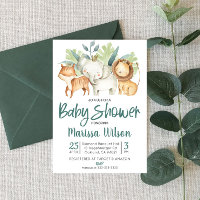 Safari Zoo Animal Themed Baby Dusche Einladung