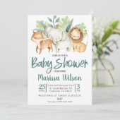 Safari Zoo Animal Themed Baby Dusche Einladung (Stehend Vorderseite)