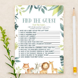 Safari Zoo Animals finden Sie das Baby Duschspiel Briefpapier