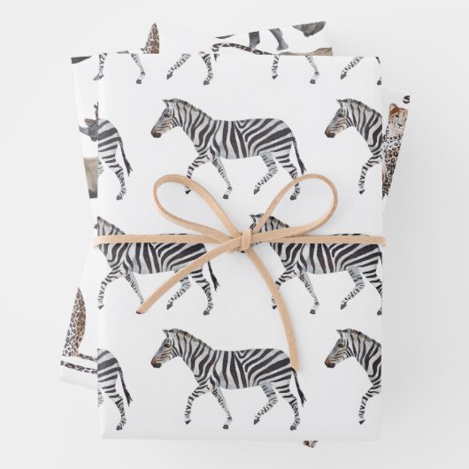 Safari Zoo Animals Wrapping Paper Sheets Geschenkpapier Set (Beispiel)