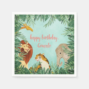 Safari-Zoo-Dschungel-Tier-Kindergeburtstags-Party Serviette