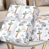 Safari ZOO Tiere Niedlich Elephant Boy Geburtsname Geschenkpapier