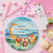 Safari Zootiere Blaue Wasserfarbe Pappteller (Party)