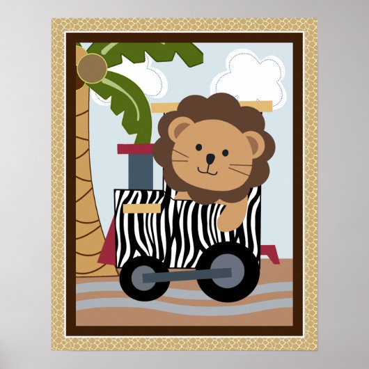 Safari Züge Tiere Kinderzimmer Art Poster (Vorne)
