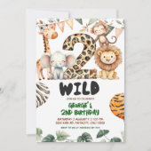 Safari zwei wild Geburtstag Einladung (Vorderseite)