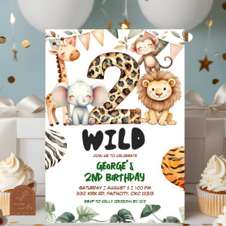 Safari zwei wild Geburtstag Einladung