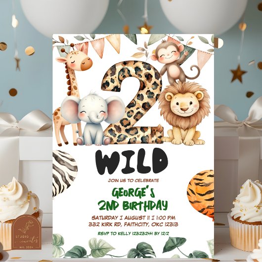 Safari zwei wild Geburtstag Einladung