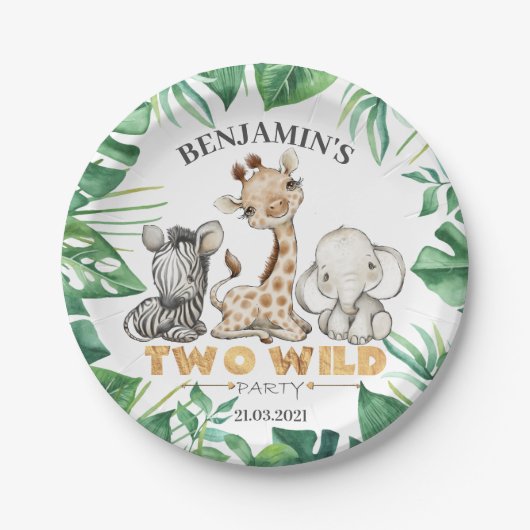 Safari Zwei wilde Geburtstagspapier Plate Pappteller (Vorderseite)