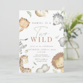 Safari zwei wilde zweite Geburtstag Einladung (Stehend Vorderseite)