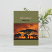 Safariafrikanische Baobabbaum-Elefant-Silhouette Einladung (Stehend Vorderseite)