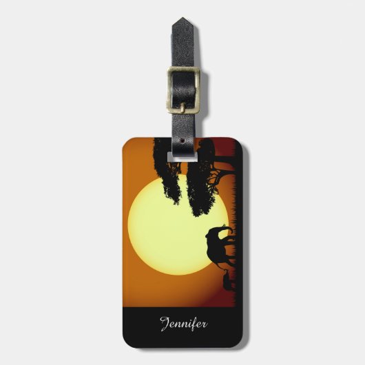 Safarielefanten am Sonnenuntergang Gepäckanhänger (Vorderseite vertikal)