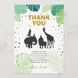 Safarigeburtstag danken Ihnen, Tier-wilden Zoo zu Dankeskarte