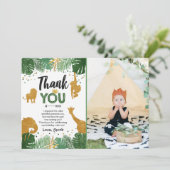 Safarigeburtstag danken Ihnen, Tiere wildes zu Dankeskarte (Stehend Vorderseite)