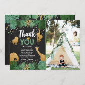 Safarigeburtstag danken Ihnen, Tiere wildes zu Dankeskarte (Vorne/Hinten)