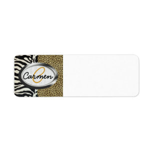 Safarileopard-und Zebra-Druck-Monogramm